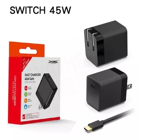 Cargador Nintendo Switch 45 Wats carga rapida marca DOBE
