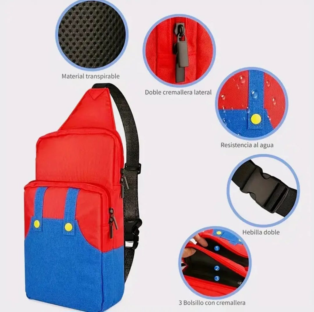 Bolso Cruzado para Nintendo Switch Diseño Super Mario Overol